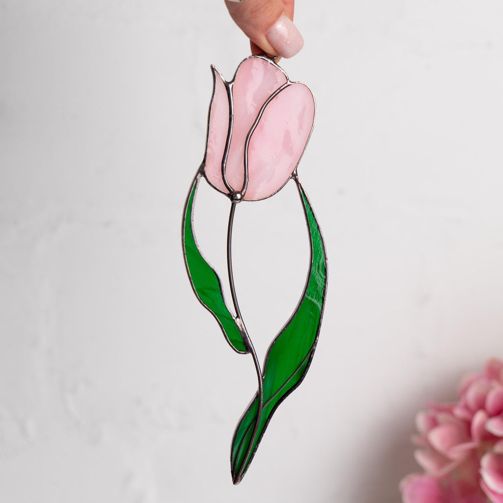 Modern stained glass ornament Godmother gift Custom stained glass window hangings Mom suncatcher Stained glass flower