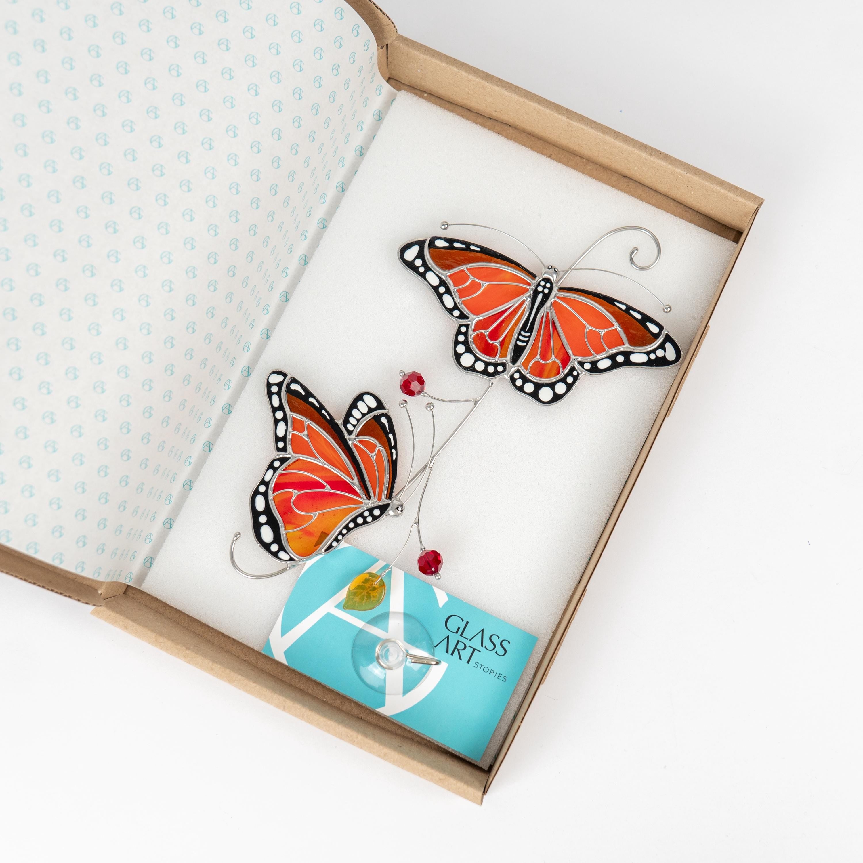Stained glass monarch butterfly Best gift for mom Butterfly gifts stained glass window hangings Sister in law gifts Patio decor