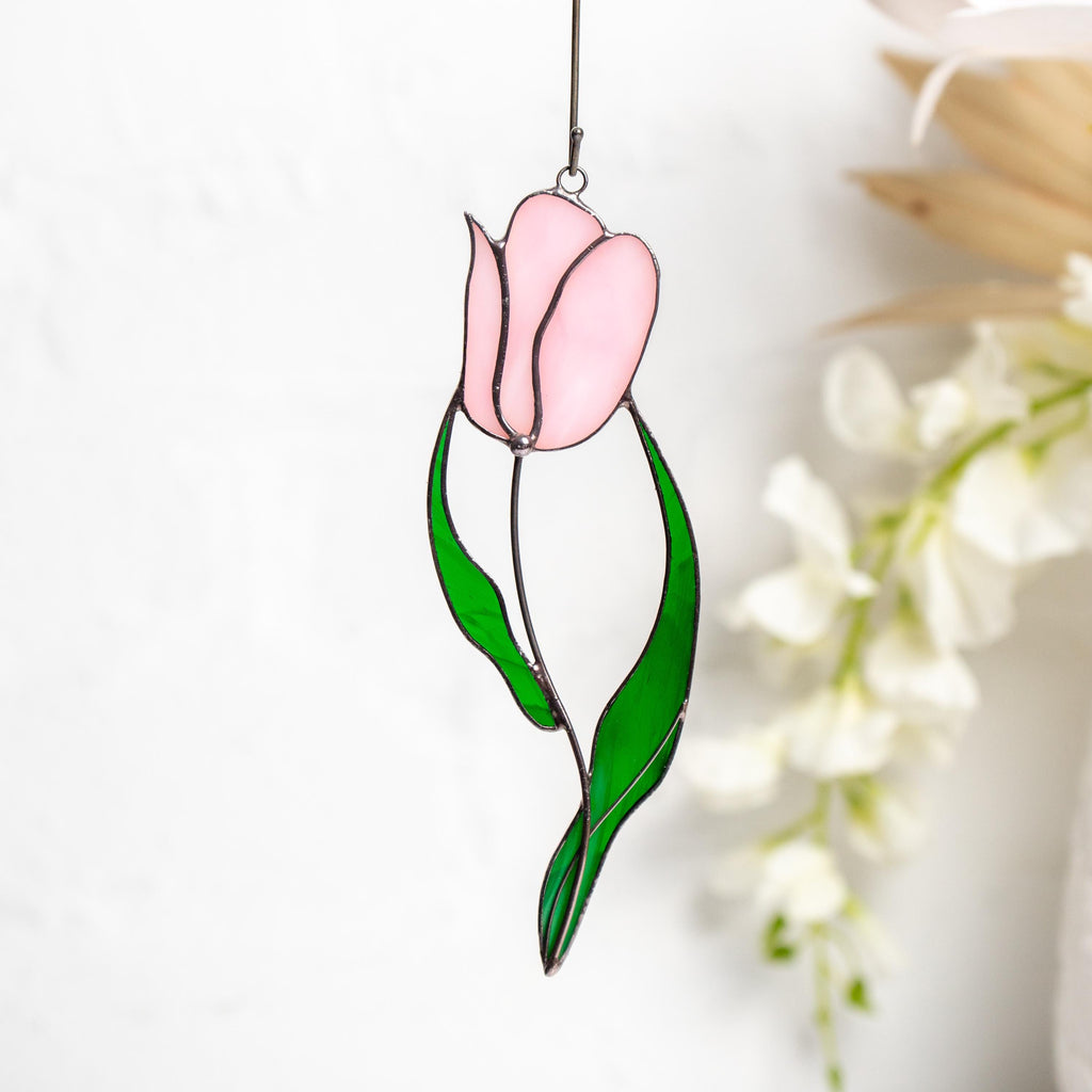 Modern stained glass ornament Godmother gift Custom stained glass window hangings Mom suncatcher Stained glass flower