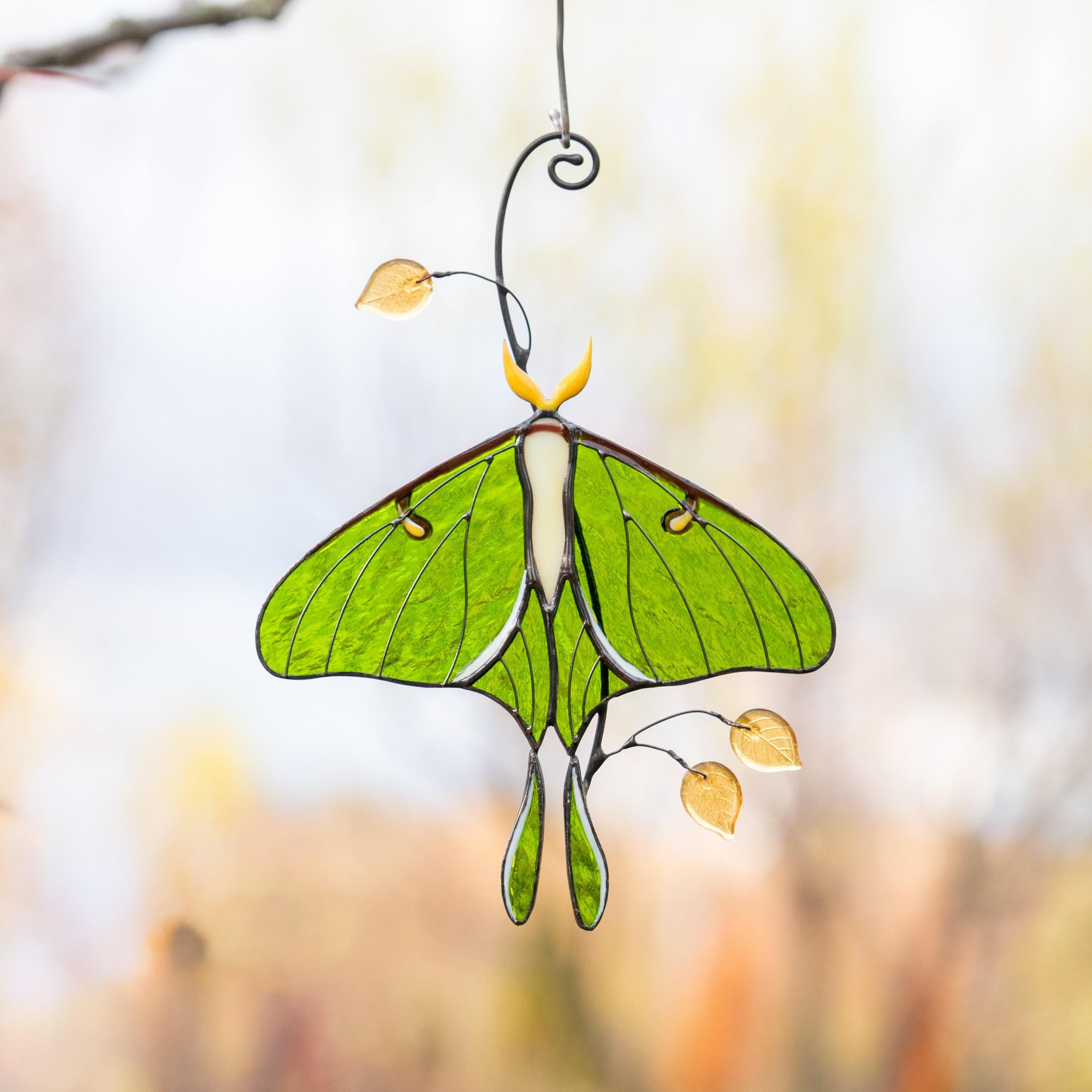 Stained glass butterfly ornament Daughter in law gift Luna Moth Custom stained glass butterfly memorial Stained glass butterfly garden art