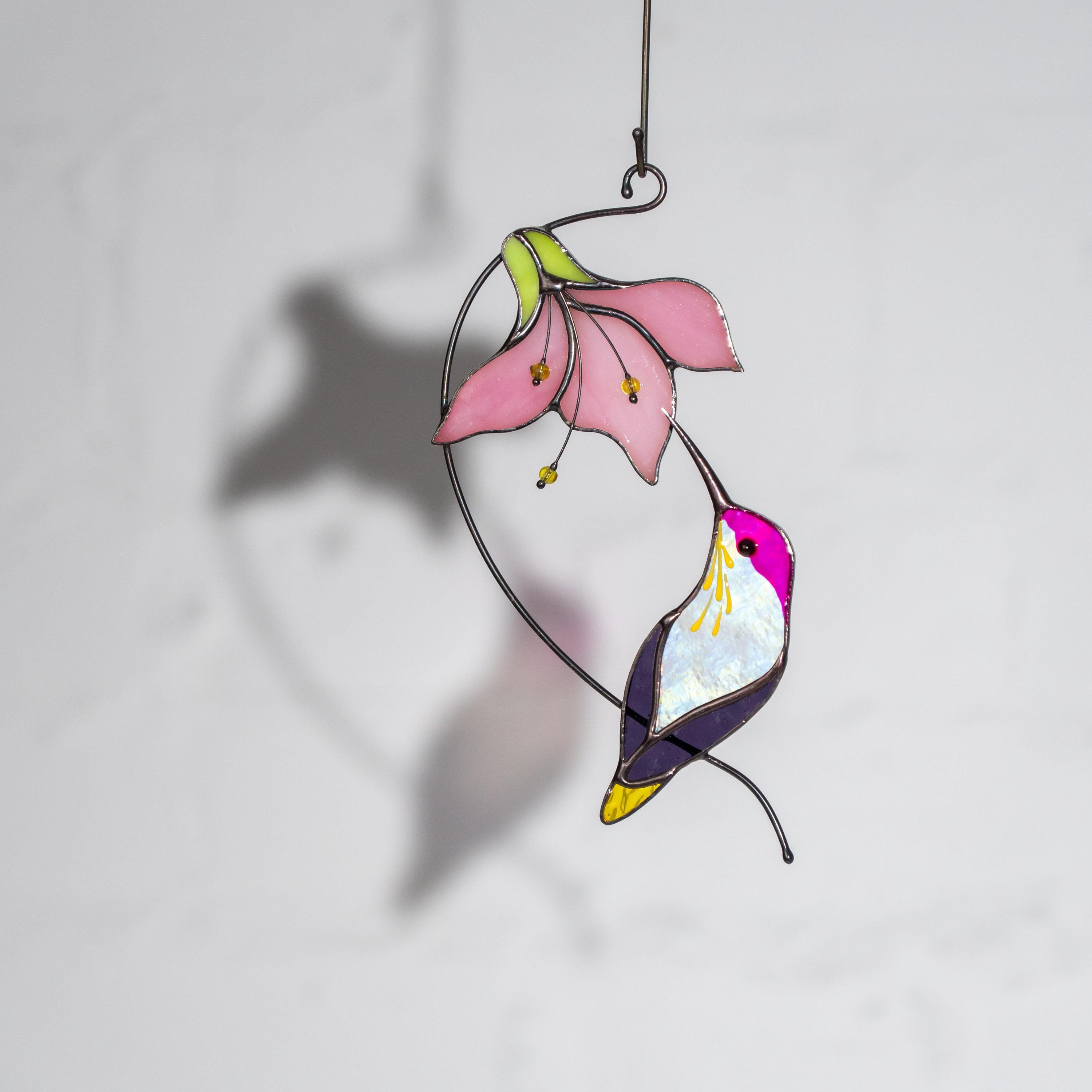 Hummingbird stained glass bird Mothers day gift Hummingbird ornament stained glass window hangings Godmother gifts Bird lover gifts