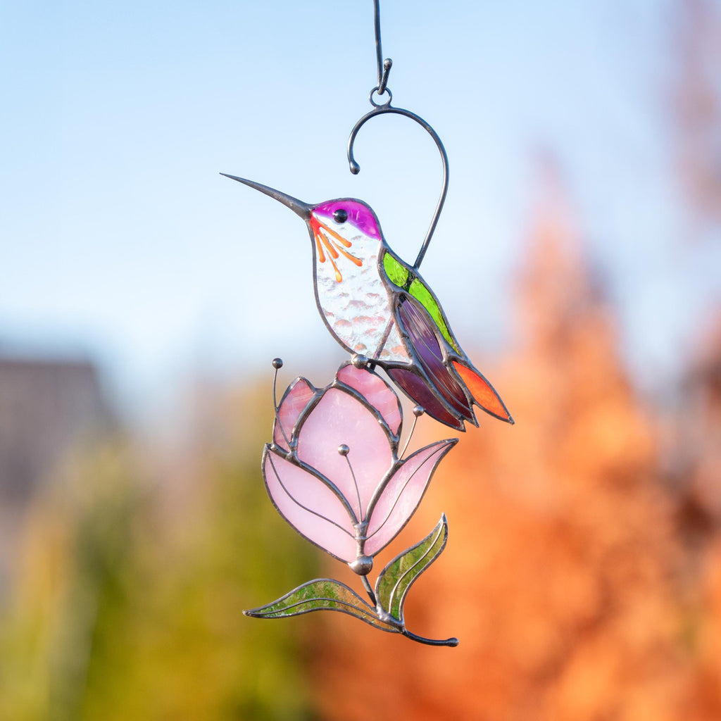 Hummingbird stained glass bird suncatcher Mother in law gifts Custom stained glass window hangings Hummingbird gifts