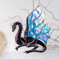 Stained glass dragon ornament Mythical creatures Custom stained glass window hangings Big sister gift Modern stained glass ornament