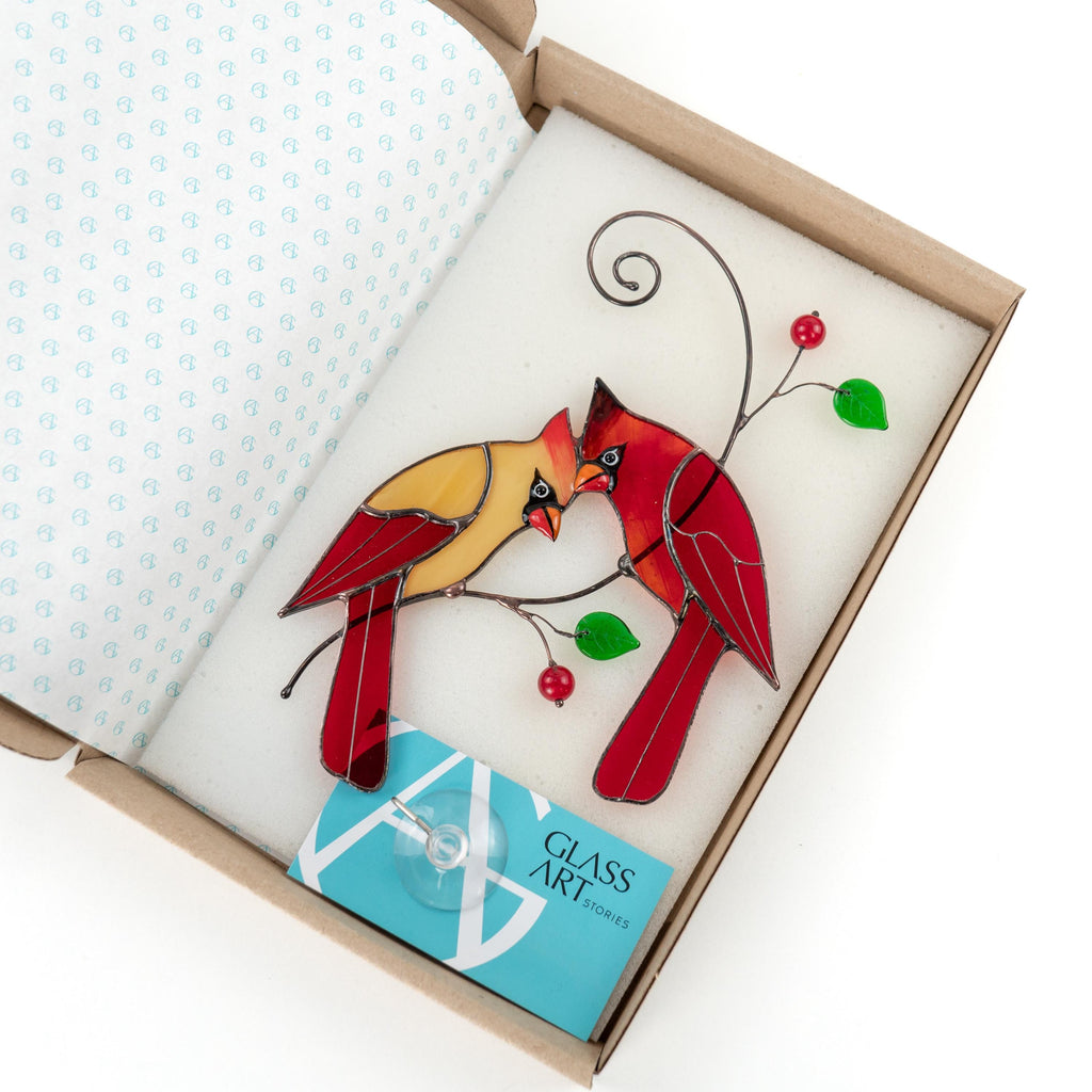 Stained glass cardinal suncatcher Mothers day gifts Custom stained glass window hangings