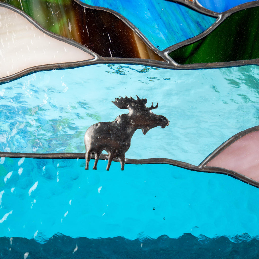 Custom stained glass window hangings Daughter in law gift Original wildlife art Stained glass panel Desk decor for women Moose ornament