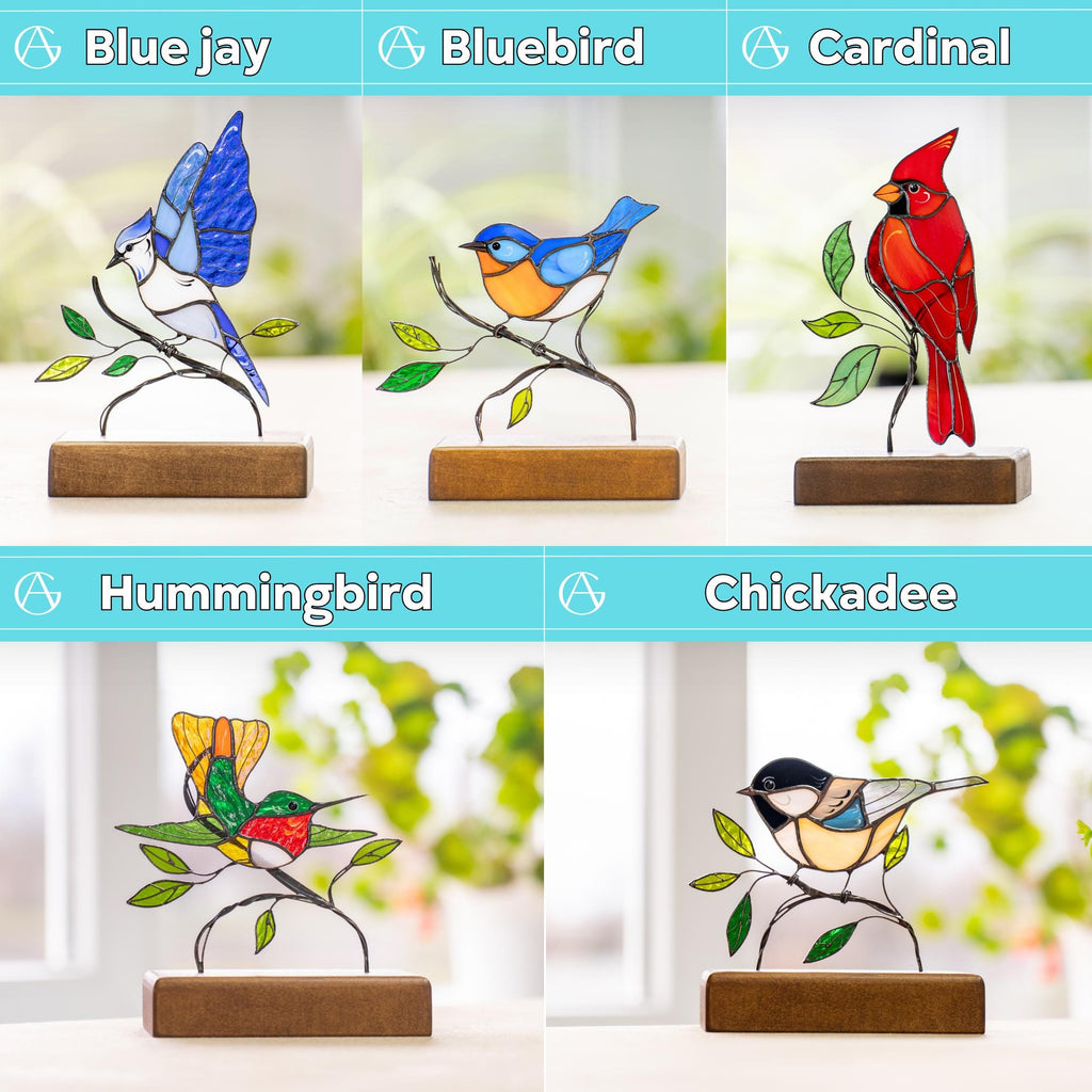 Cardinal suncatcher Custom stained glass ornament Unique gift for mom Cardinal gift Modern stained glass birds Custom suncatcher