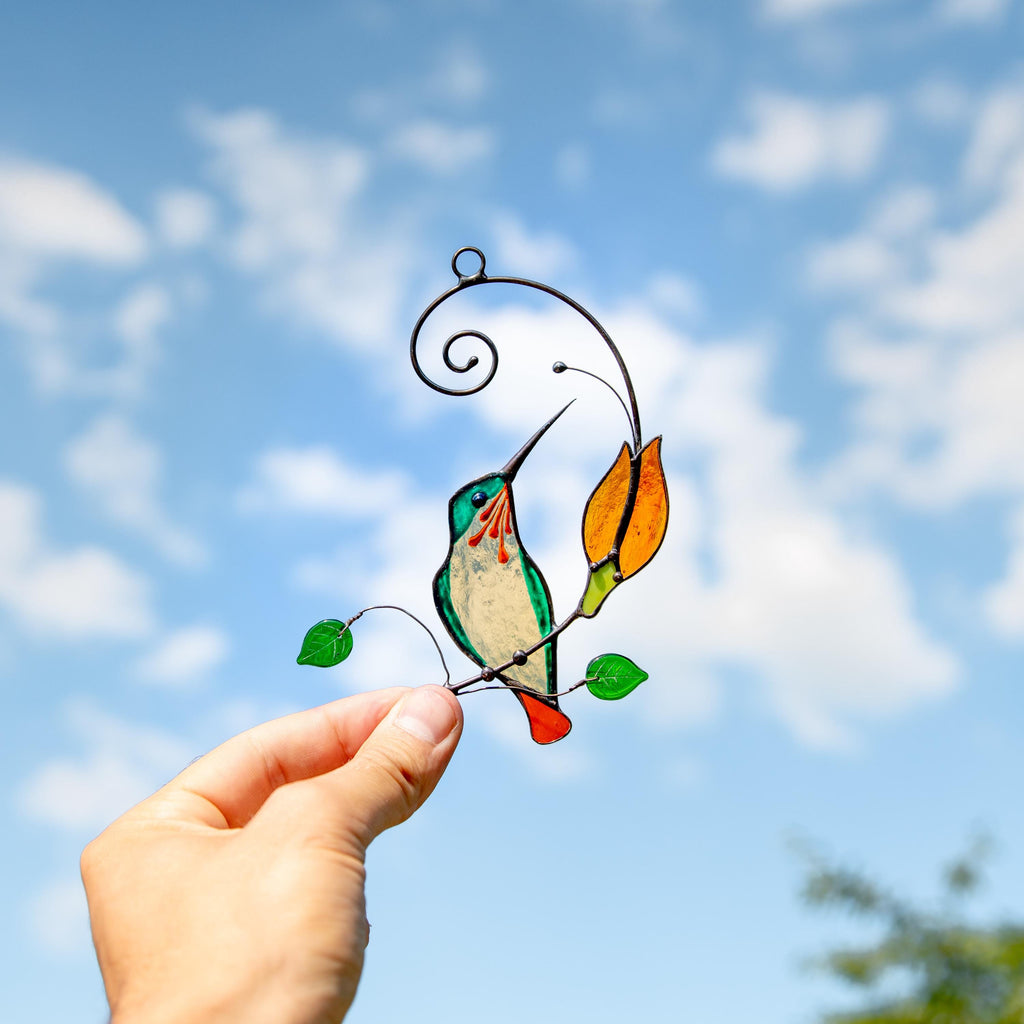 Hummingbird stained glass window hangings Godmother gift Hummingbird gifts stained glass suncatcher Grandma gift