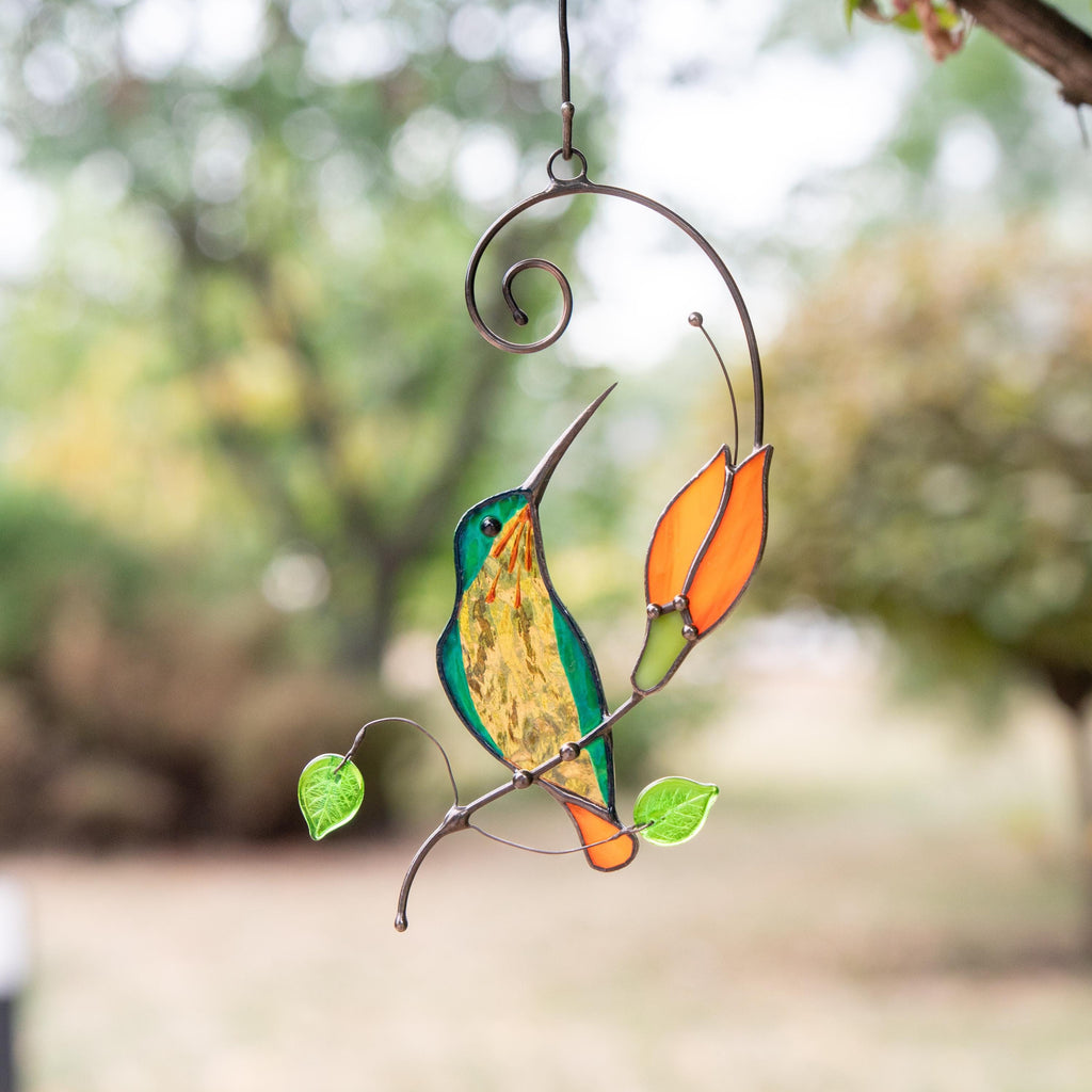 Hummingbird stained glass window hangings Godmother gift Hummingbird gifts stained glass suncatcher Grandma gift
