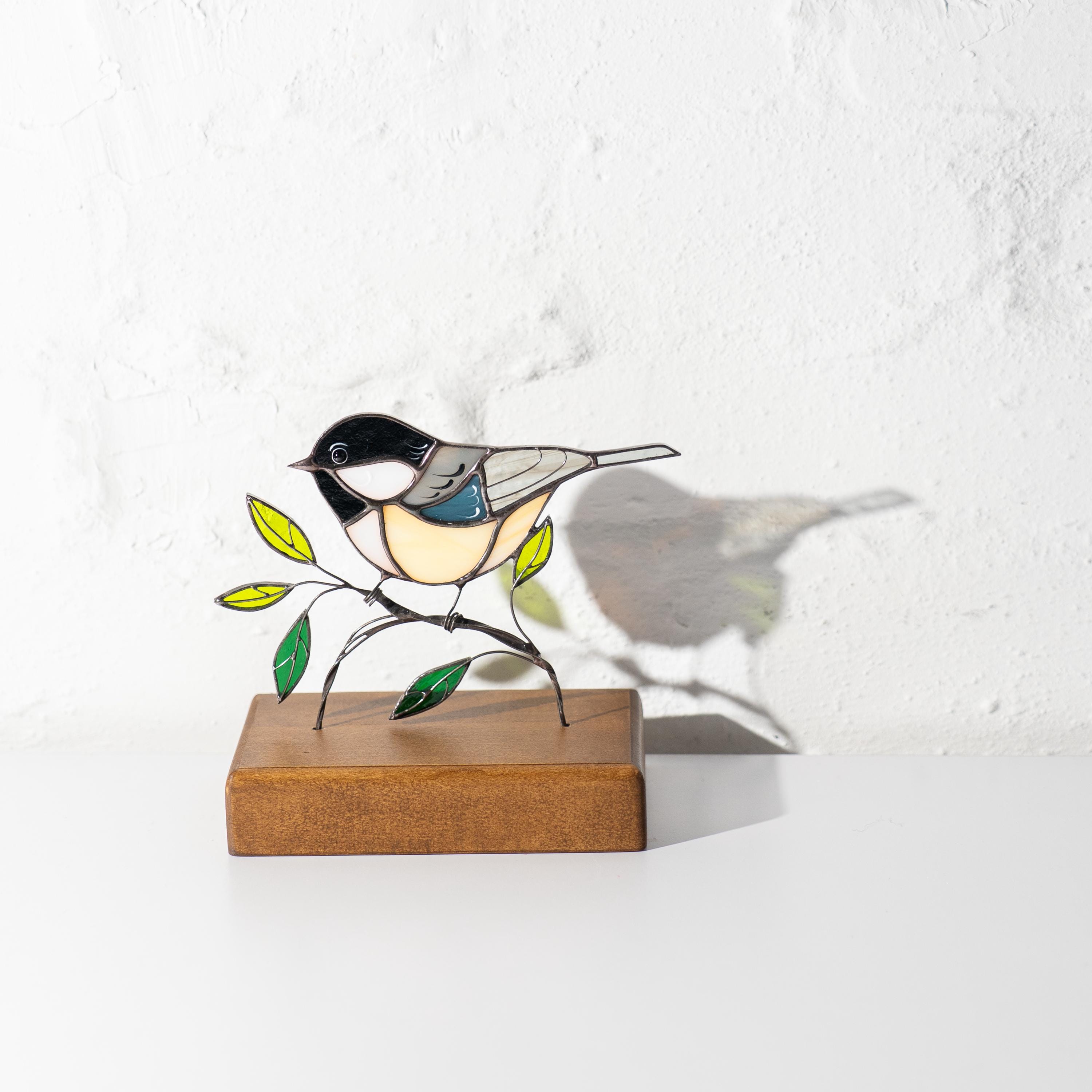 Chickadee ornament Stained glass bird Sister in law gifts Chickadee suncatcher Modern stained glass panel Handmade gifts