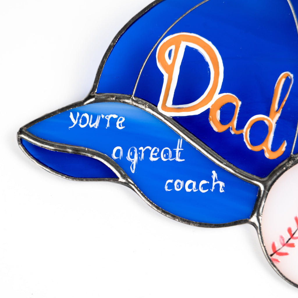 Stained glass window hangings Baseball mom Baseball ornament First Fathers Day gift from daughter Custom stained glass Sport ornament