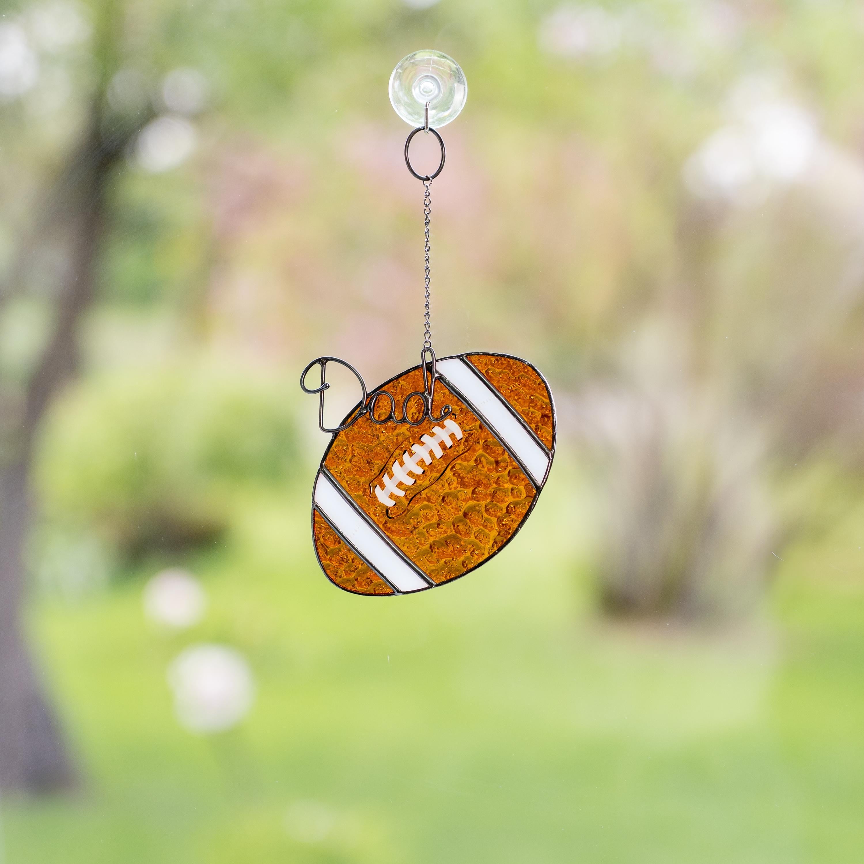 Stained glass sport ornament Baseball mom Rugby Custom stained glass Creative personalized gifts Fathers Day gift from son