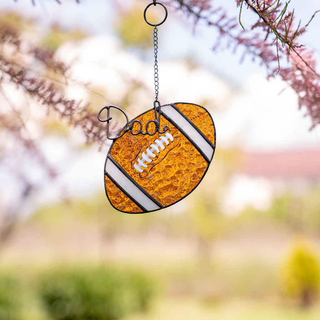 Stained glass sport ornament Baseball mom Rugby Custom stained glass Creative personalized gifts Fathers Day gift from son