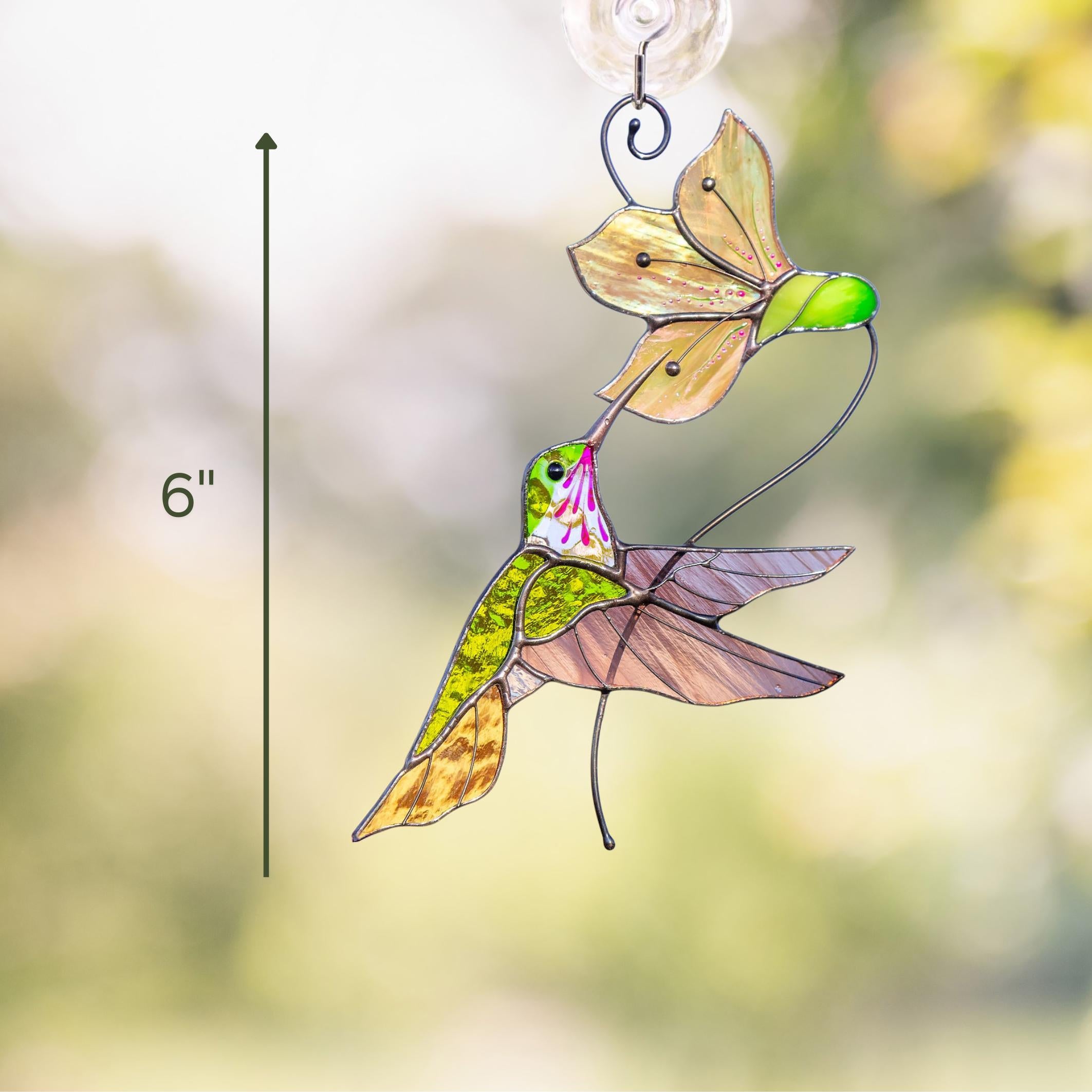 Hummingbird stained glass window hangings New mom gift Flower suncatcher House warming gifts new home Hummingbird stained glass suncatcher