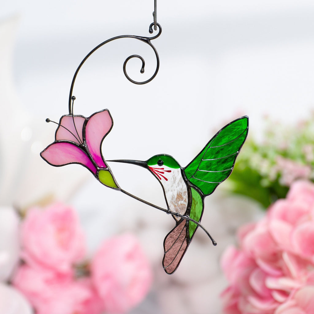 Hummingbird stained glass window hangings Godfather gift Hummingbird ornament Home decor items aesthetic