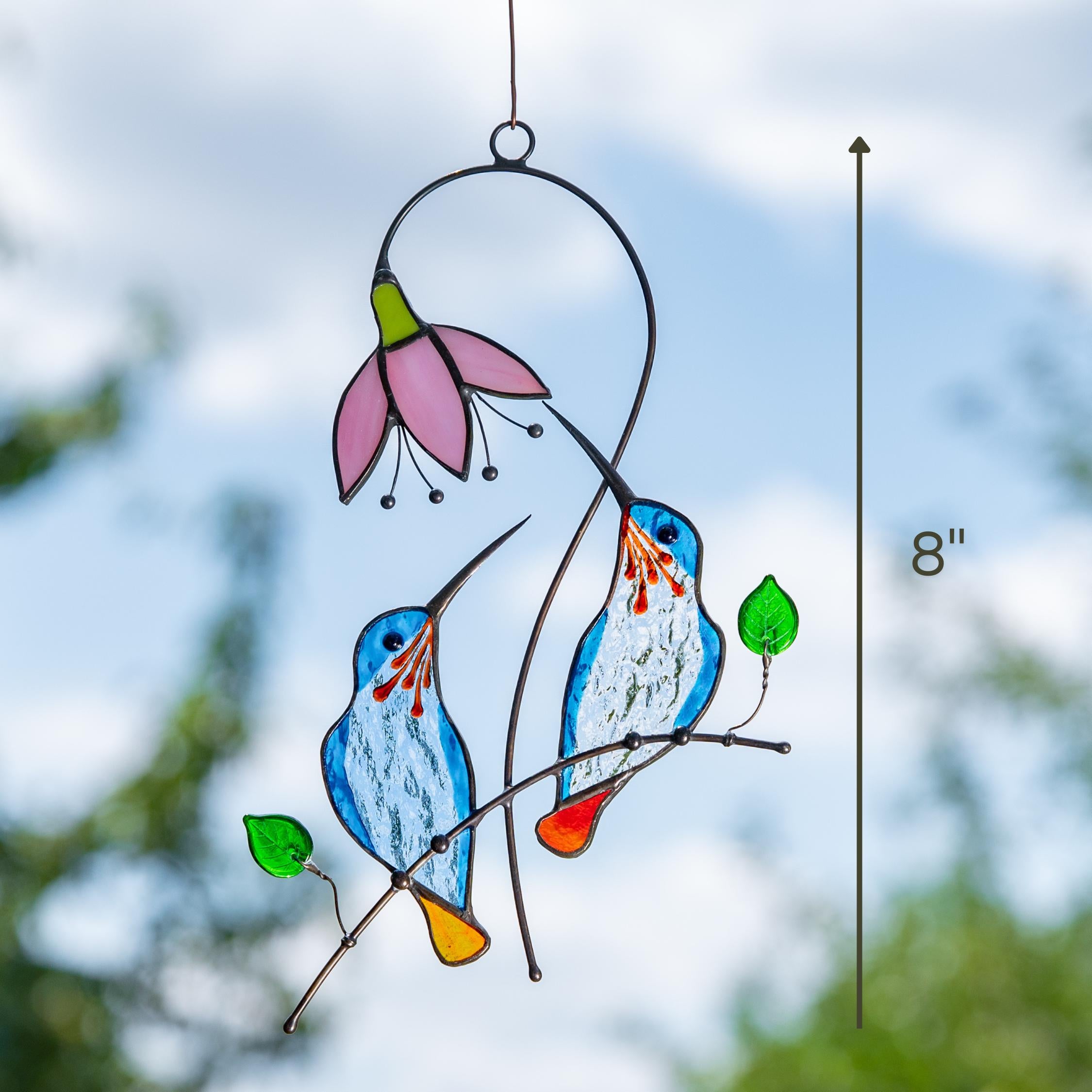 Hummingbird stained window hangings Unique gift for mom Hummingbird suncatcher Hummingbird gifts Mothers day gifts