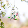 Stained glass window hangings Mother in law gift Handmade product Stained glass hummingbird suncatcher Flower suncatcher Bird lover gifts