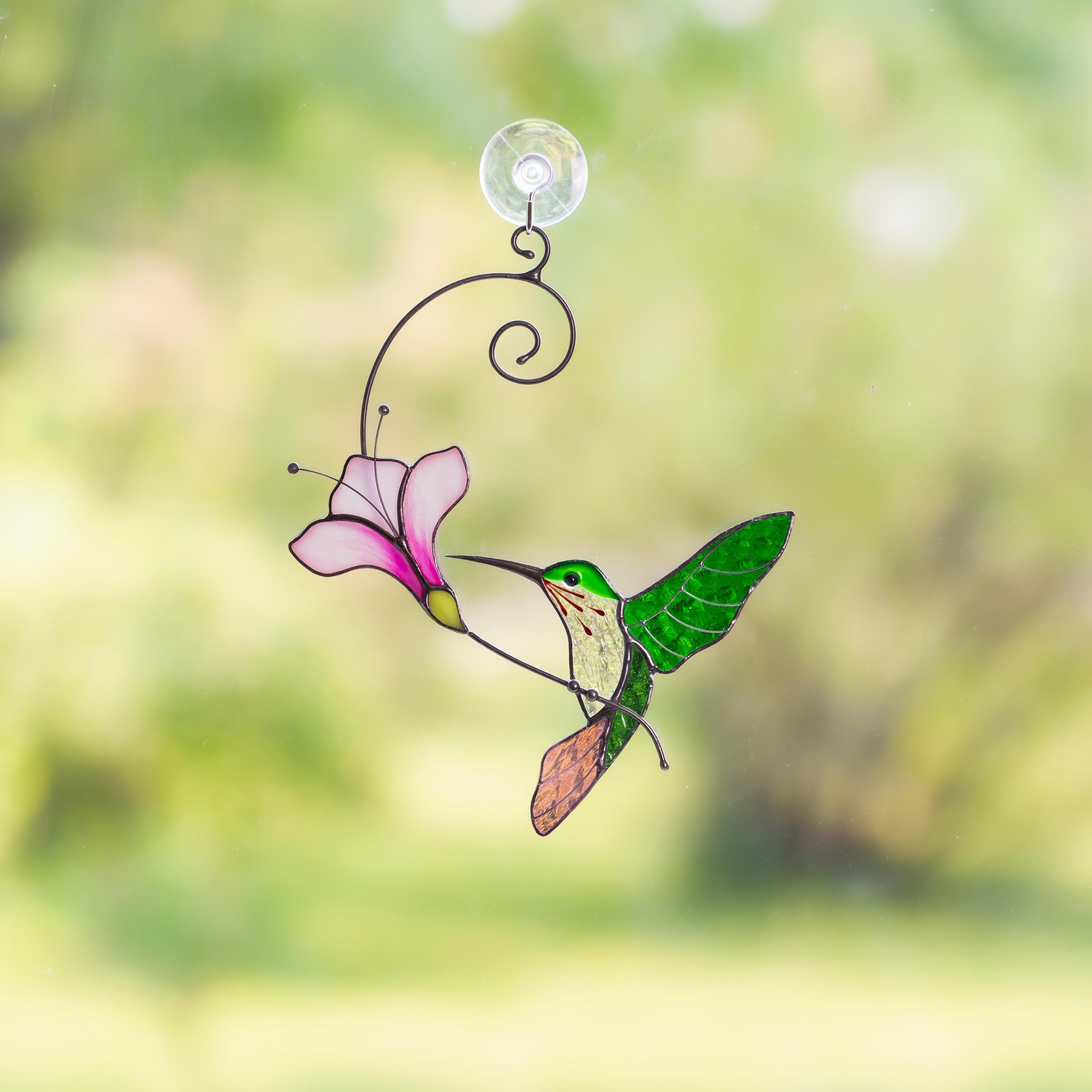Hummingbird stained glass window hangings Godfather gift Hummingbird ornament Home decor items aesthetic