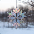 Stained glass ornament Snowflake suncatcher Modern stained glass window hangings Christmas vacation decor Custom stained glass suncatcher