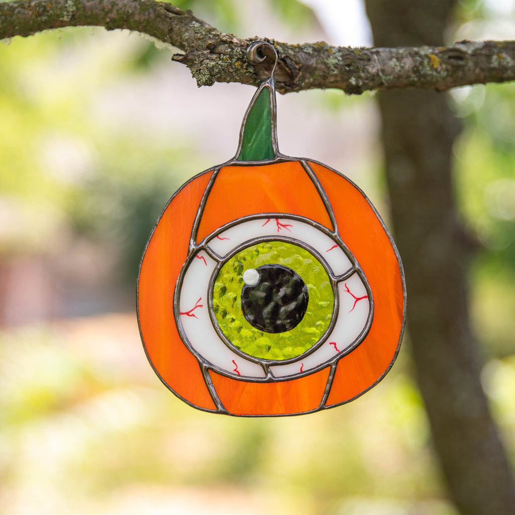 Halloween pumpkin stained glass window hangings Halloween gifts Pumpkin decor stained glass Halloween suncatcher Spooky season