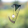 Grim reaper stained glass window hanging Halloween gifts Custom stained glass Halloween decor outdoor Web suncatchers Halloween artwork