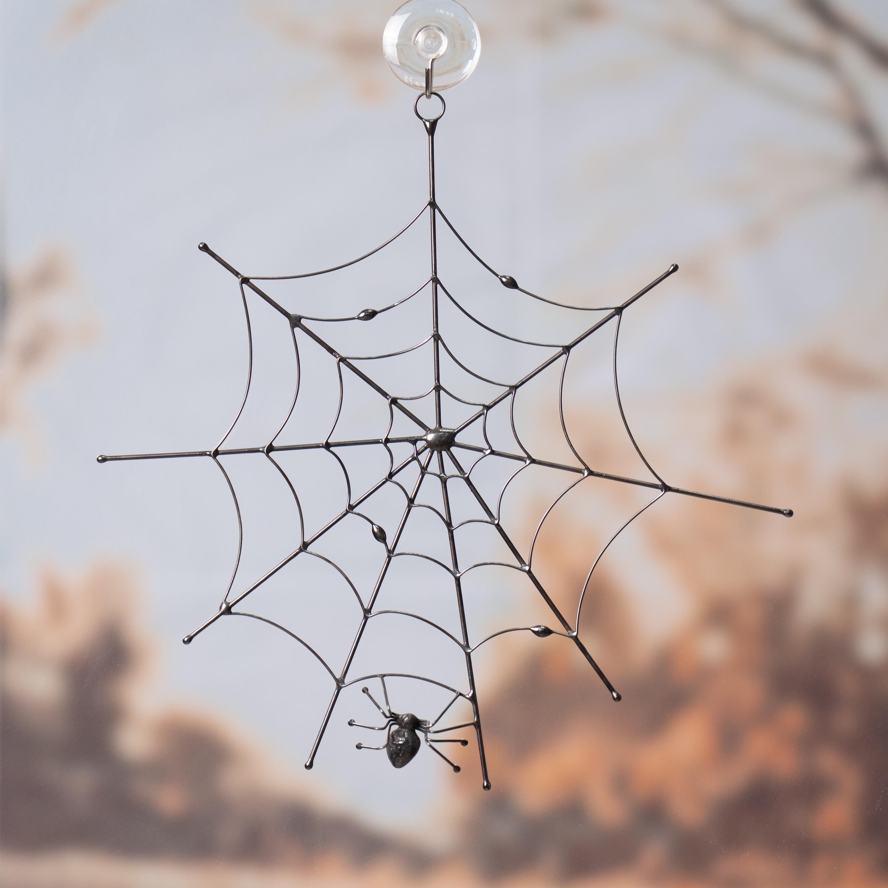 Jumping spider Halloween stained glass window hangings Handmade gifts Stained glass ghost suncatcher Spider web Halloween gifts