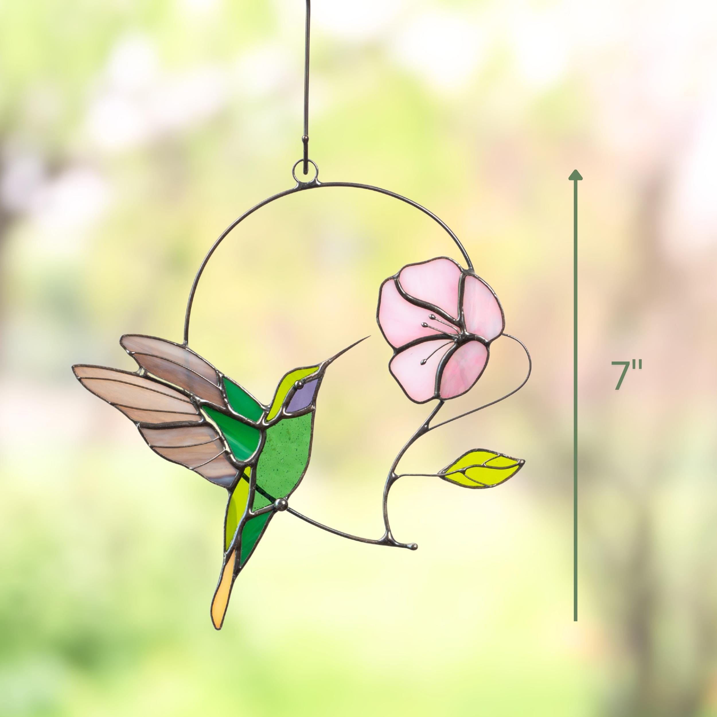 Hummingbird suncatcher Godmother gifts Hummingbird stained glass window hangings Fairy garden accessories Daughter in law gift