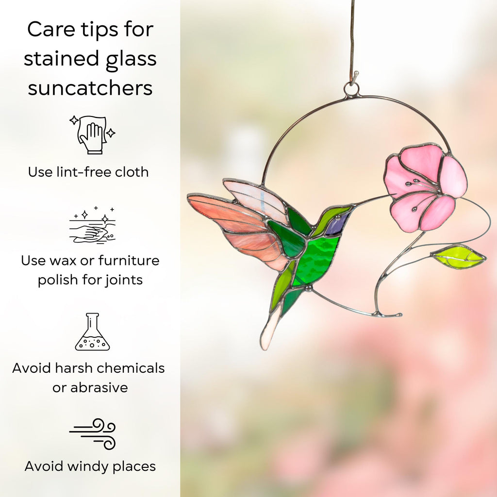 Hummingbird suncatcher Godmother gifts Hummingbird stained glass window hangings Fairy garden accessories Daughter in law gift
