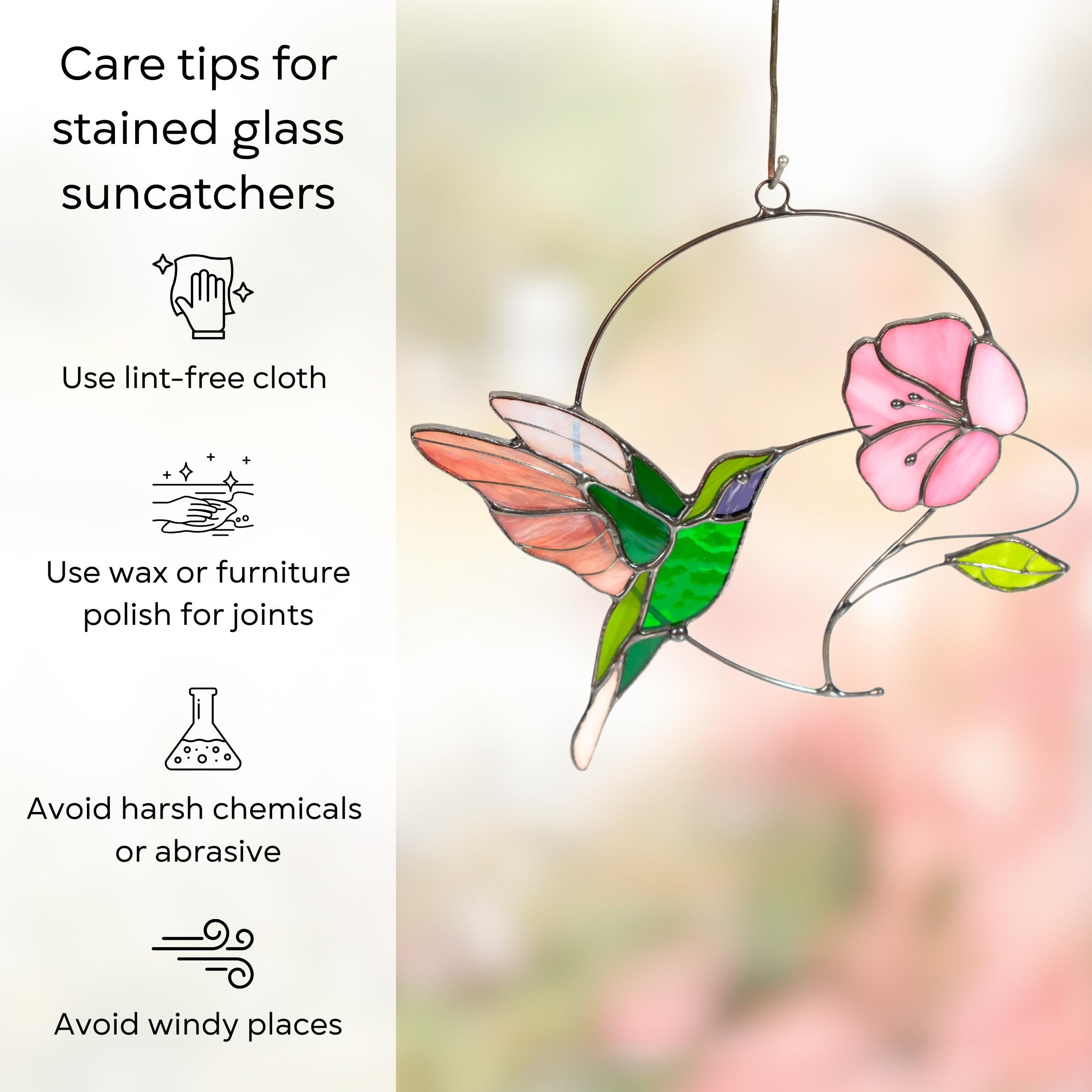 Hummingbird suncatcher Godmother gifts Hummingbird stained glass window hangings Fairy garden accessories Daughter in law gift