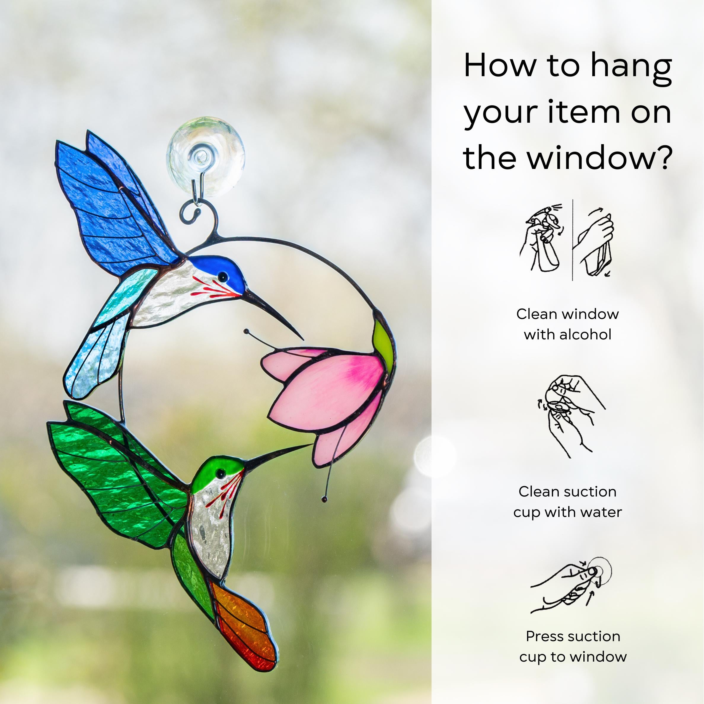 Stained glass birds Gift for couple Hummingbird stained glass window hangings Hummingbird gifts Best gift for mom