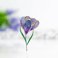 Saffron stained glass jewelry Mother in law gift Crocus stained glass flower brooch