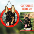 Custom stained glass pet portrait suncatcher from photo Dog or cat memorial ornament