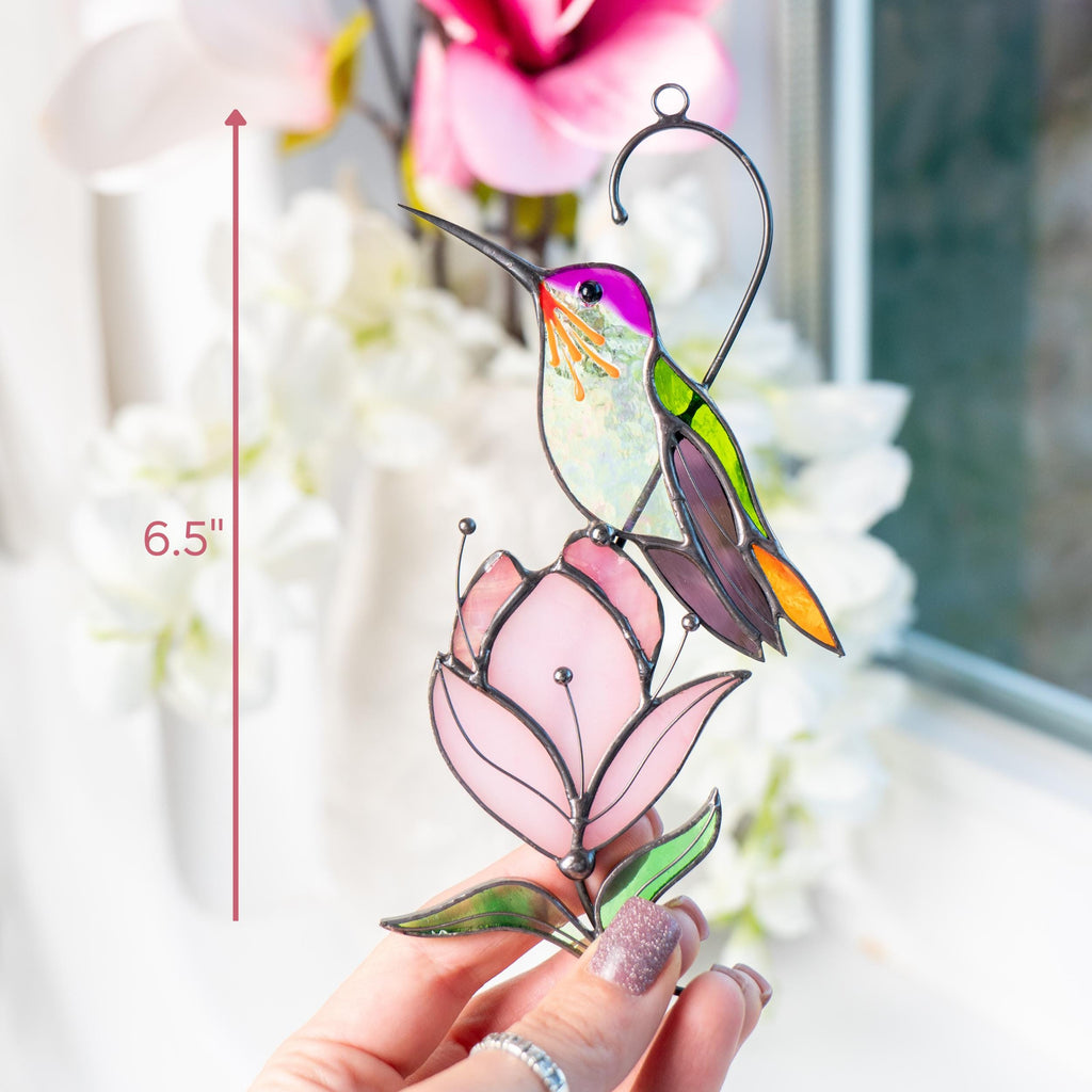 Hummingbird stained glass bird suncatcher Mother in law gifts Custom stained glass window hangings Hummingbird gifts