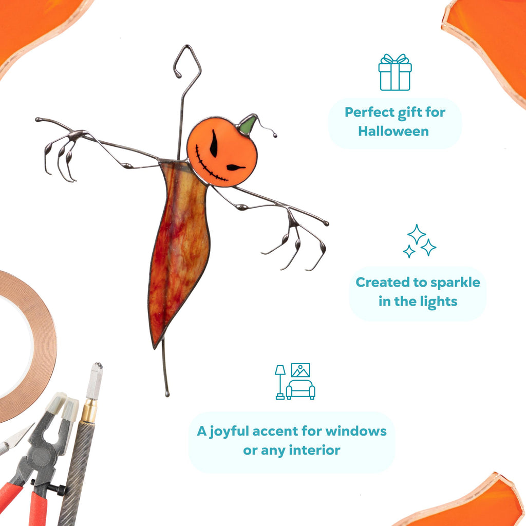 Halloween suncatcher Scarecrow Halloween gifts Custom stained glass window hangings Halloween decor indoor Haunted items