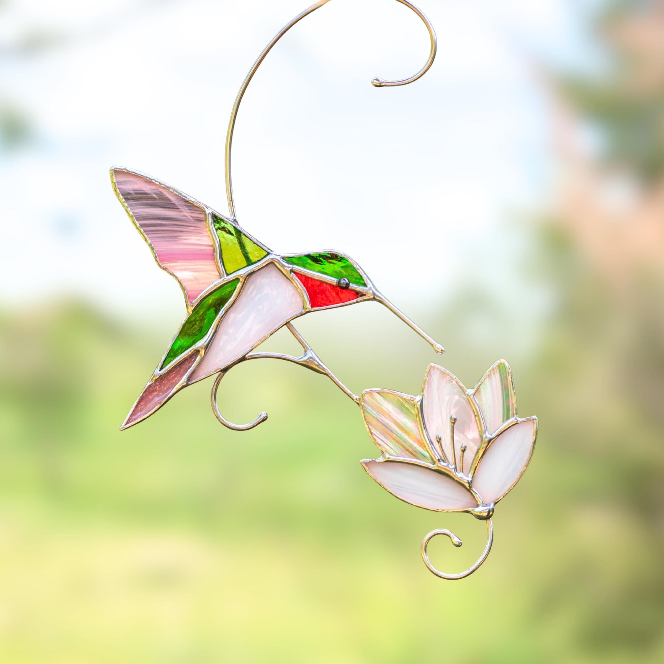 Hummingbird stained glass window hangings Best gift for mom Custom stained glass hummingbird suncatcher Bird stained glass window
