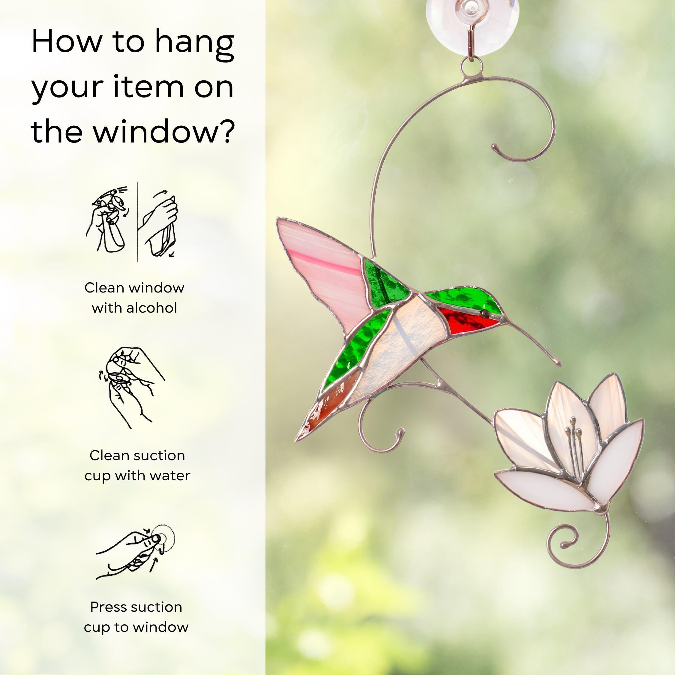 Hummingbird stained glass window hangings Best gift for mom Custom stained glass hummingbird suncatcher Bird stained glass window