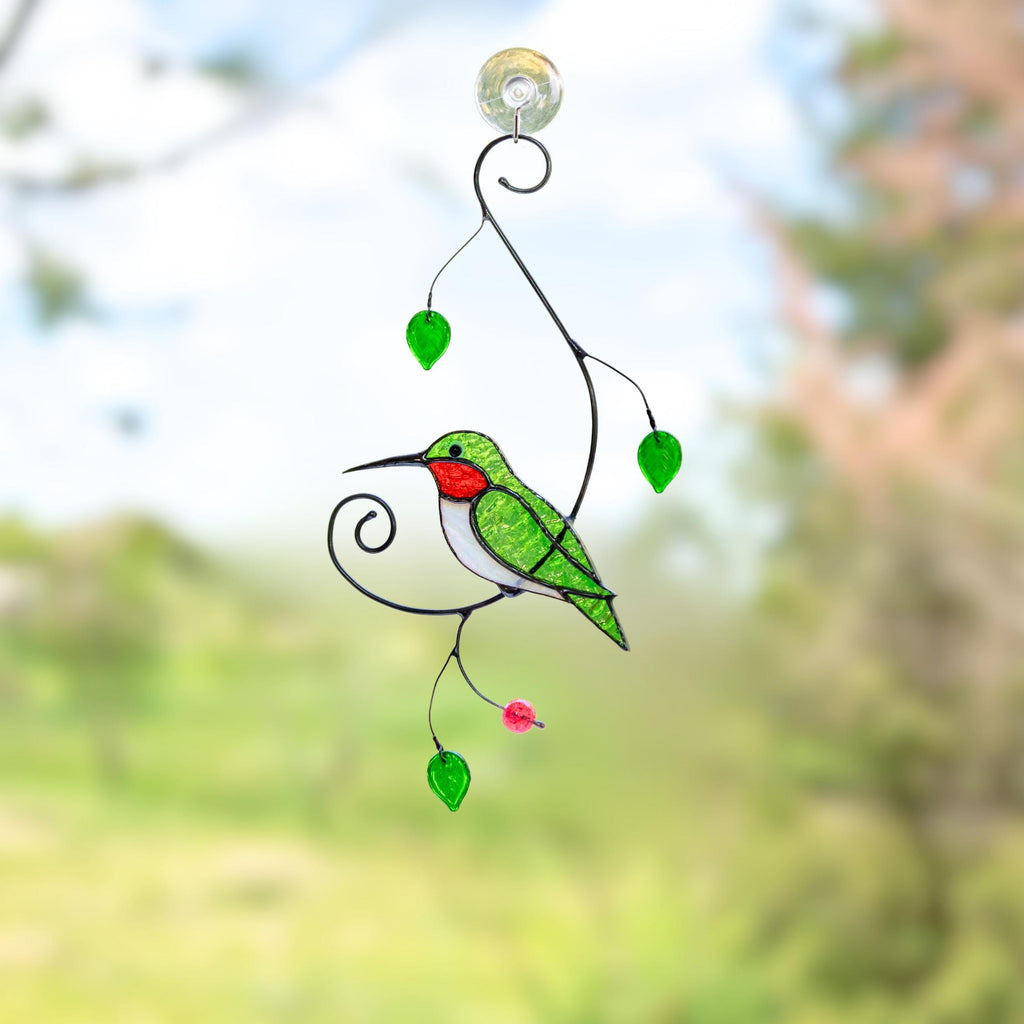 Hummingbird stained glass window hangings New mom gift Custom stained glass hummingbird suncatcher Farmhouse decor Grandparent gifts
