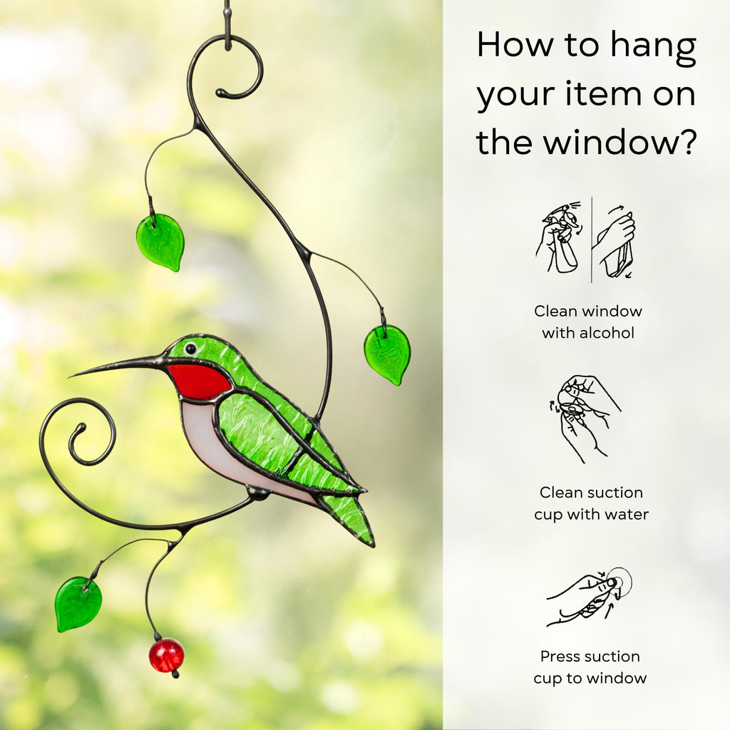 Stained glass bird suncatcher Mothers day gifts Hummingbird gifts Custom stained glass window hangings 6th anniversary gift
