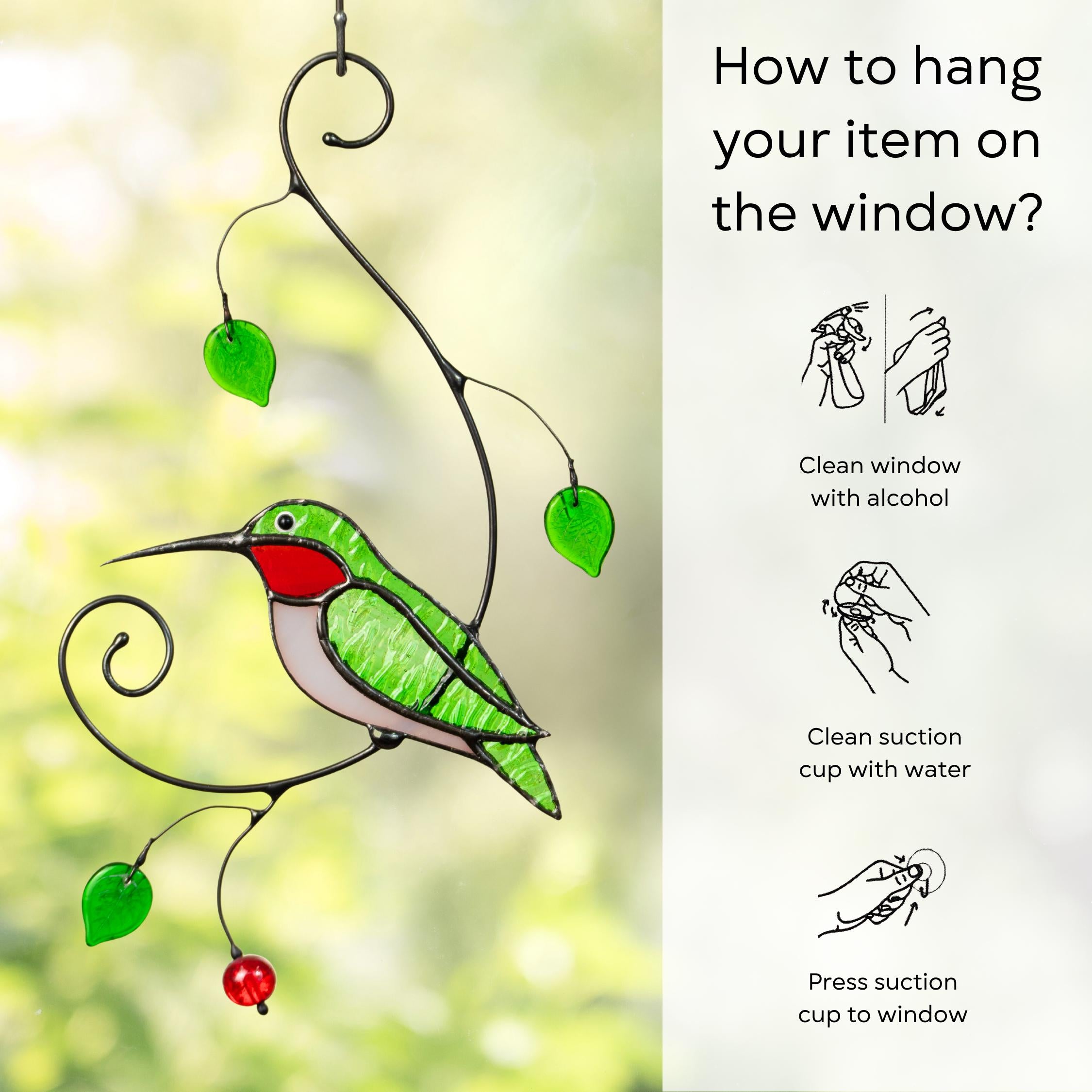 Stained glass bird suncatcher Mothers day gifts Hummingbird gifts Custom stained glass window hangings 6th anniversary gift