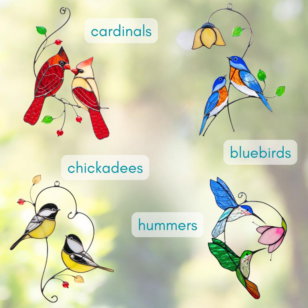 Stained glass bird suncatcher Gifts for grandma Custom stained glass ornaments Bluebird stained glass window hangings