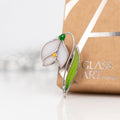 Snowdrop stained glass brooch Unique gift for mom Flower jewelry