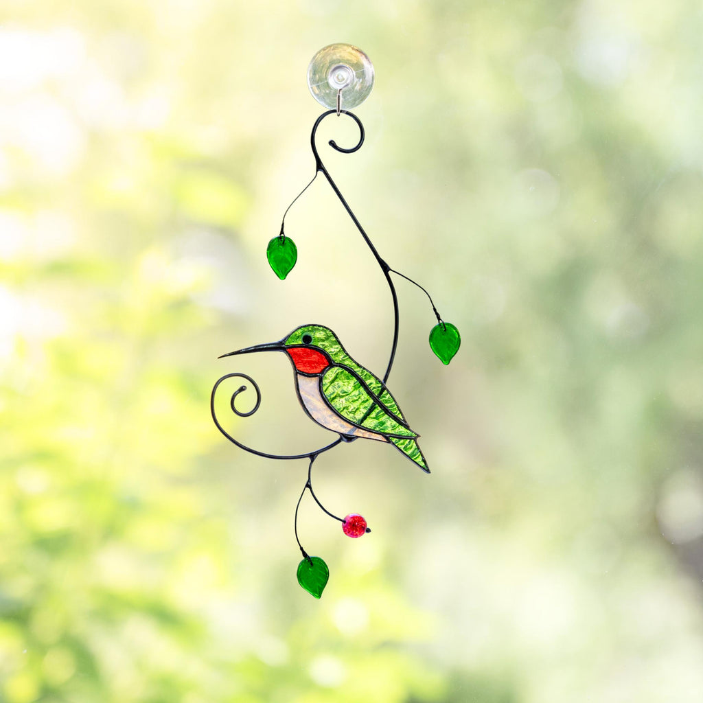 Hummingbird stained glass window hangings New mom gift Custom stained glass hummingbird suncatcher Farmhouse decor Grandparent gifts