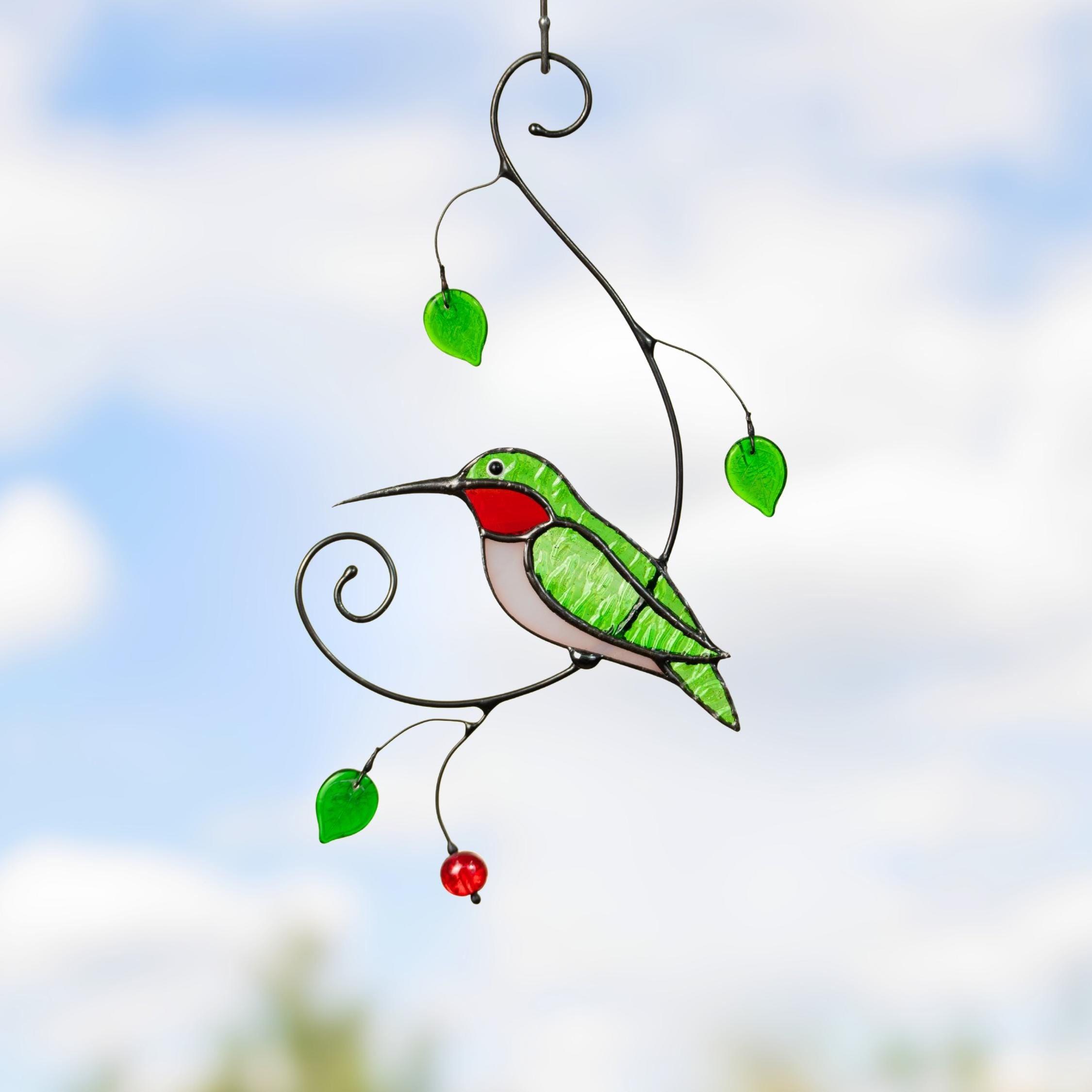 Stained glass bird suncatcher Mothers day gifts Hummingbird gifts Custom stained glass window hangings 6th anniversary gift