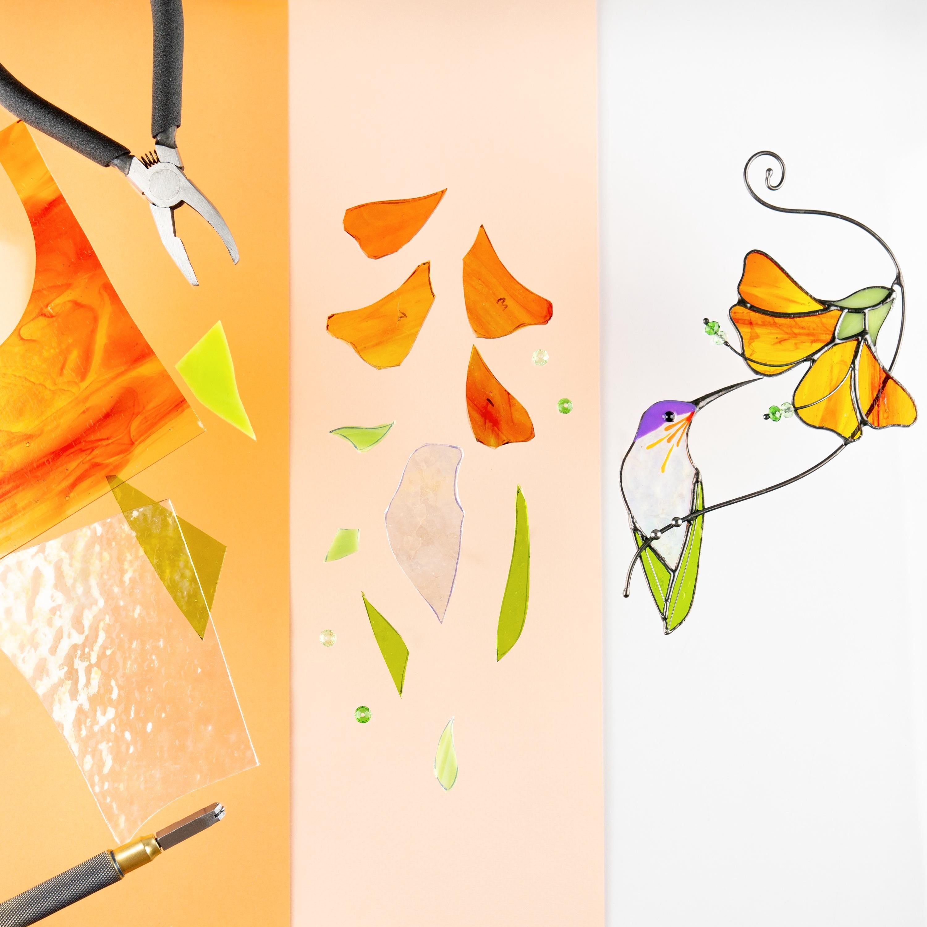 Hummingbird stained glass window hangings Mother in law gifts Bird suncatcher Garden decoration