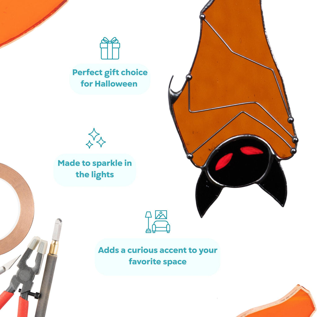 Halloween suncatcher stained glass bat Halloween gift Custom stained glass window hangings Halloween decor indoor Halloween wall decor
