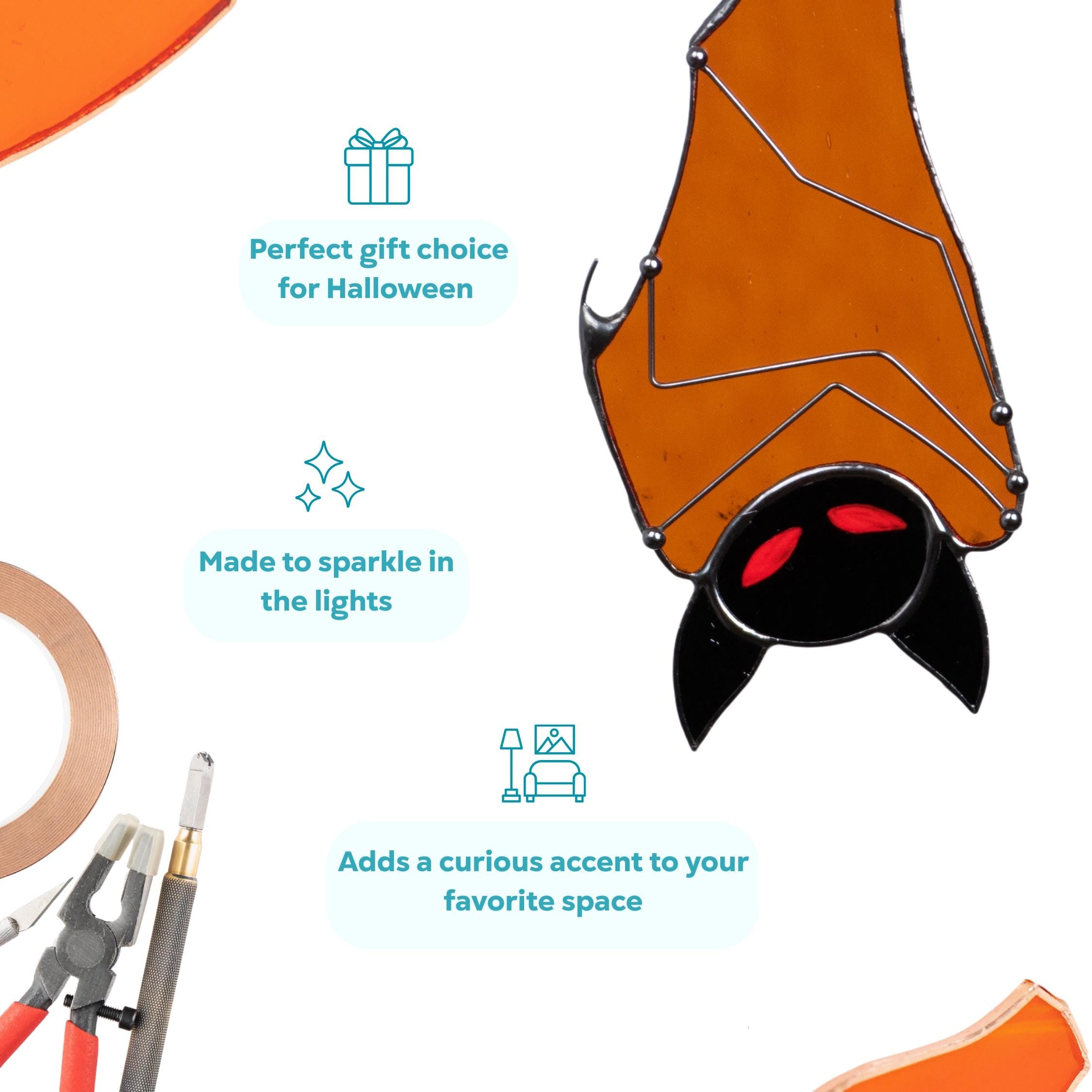 Halloween suncatcher stained glass bat Halloween gift Custom stained glass window hangings Halloween decor indoor Halloween wall decor