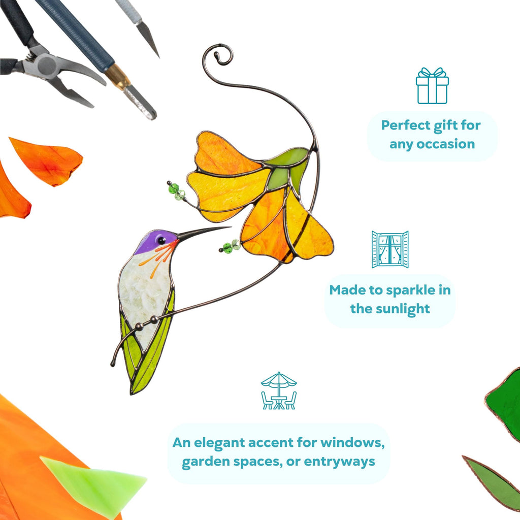 Hummingbird stained glass window hangings Mother in law gifts Bird suncatcher Garden decoration