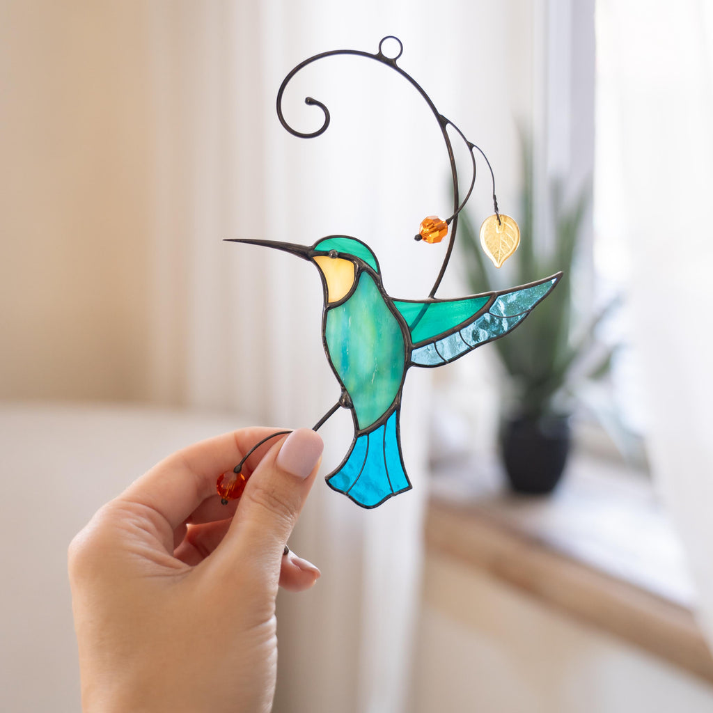 Hummingbird stained glass window hangings Mother in law gifts Hummingbird ornament custom stained glass suncatcher Bird nerd