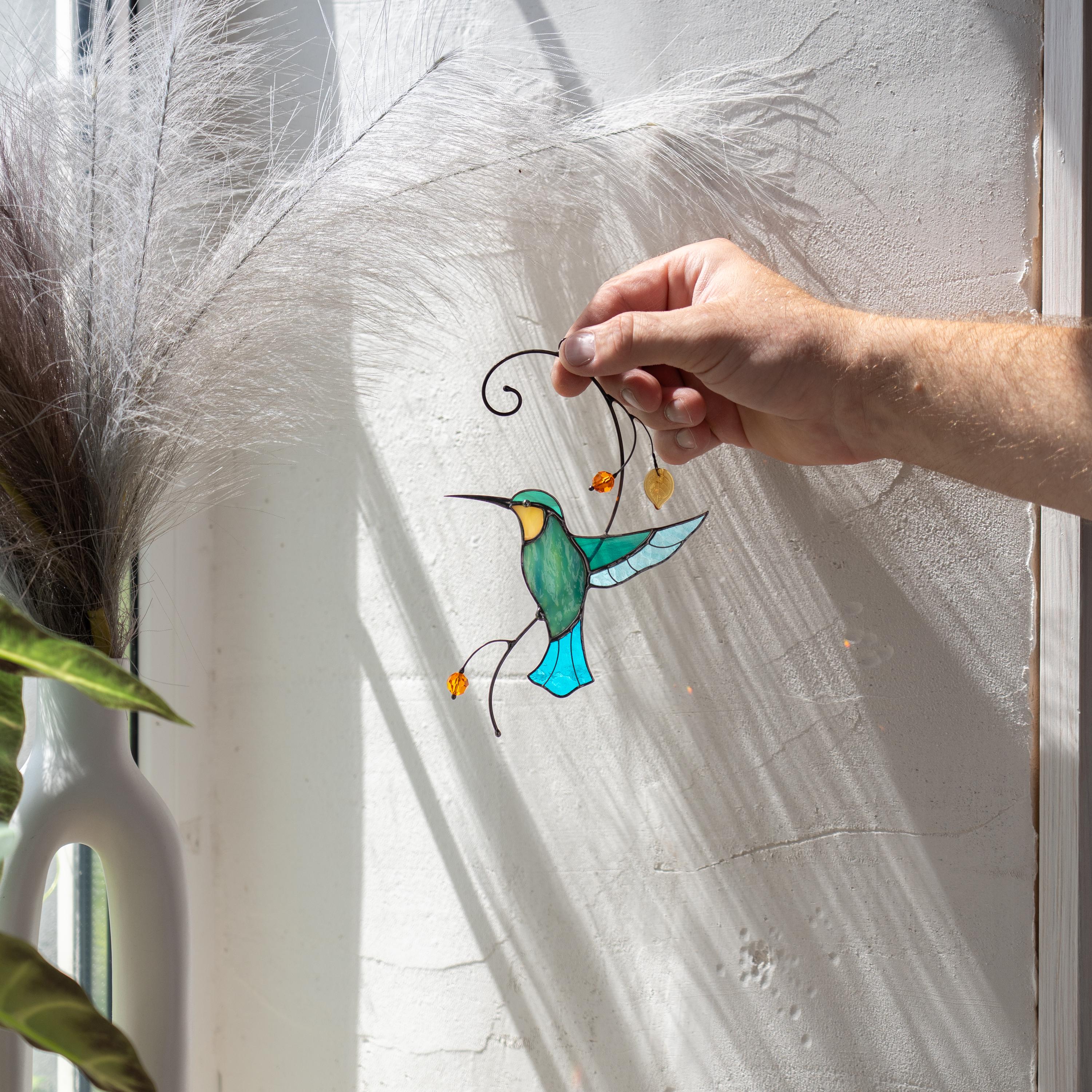 Hummingbird stained glass window hangings Mother in law gifts Hummingbird ornament custom stained glass suncatcher Bird nerd