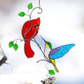 Stained glass cardinal suncatcher Fathers day gifts Hummingbird stained glass window hangings Stained glass cardinal memorial ornament