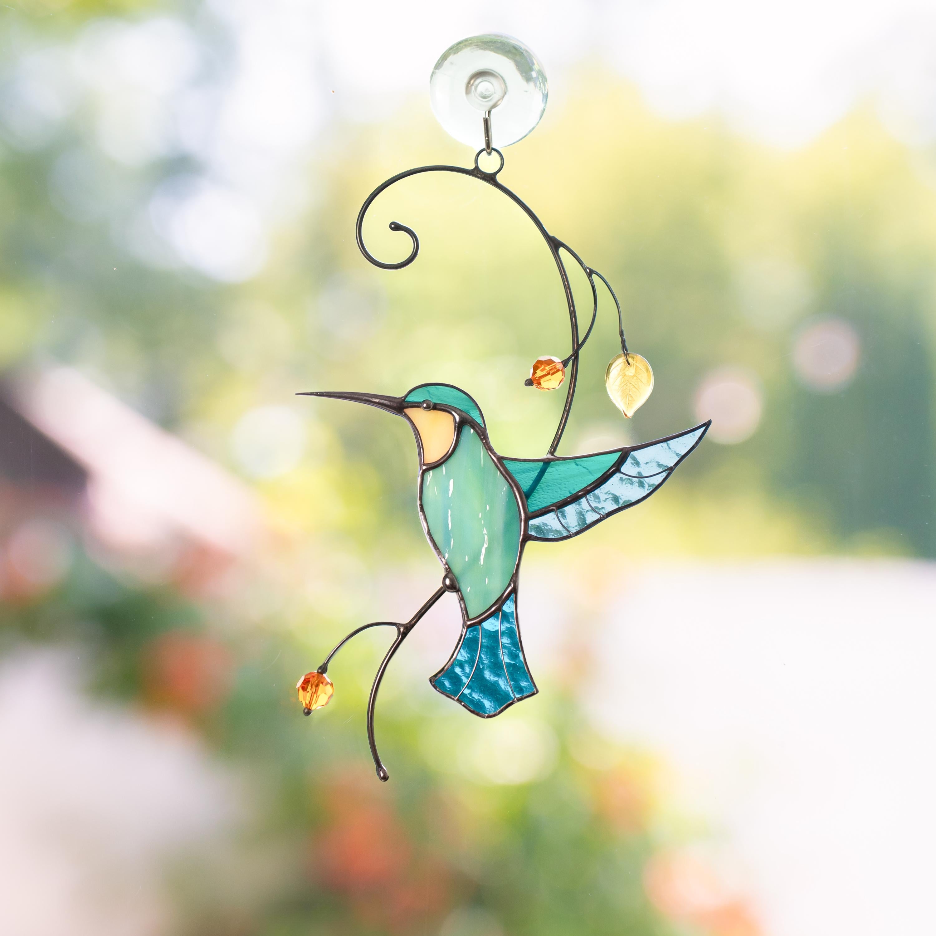 Hummingbird stained glass window hangings Mother in law gifts Hummingbird ornament custom stained glass suncatcher Bird nerd